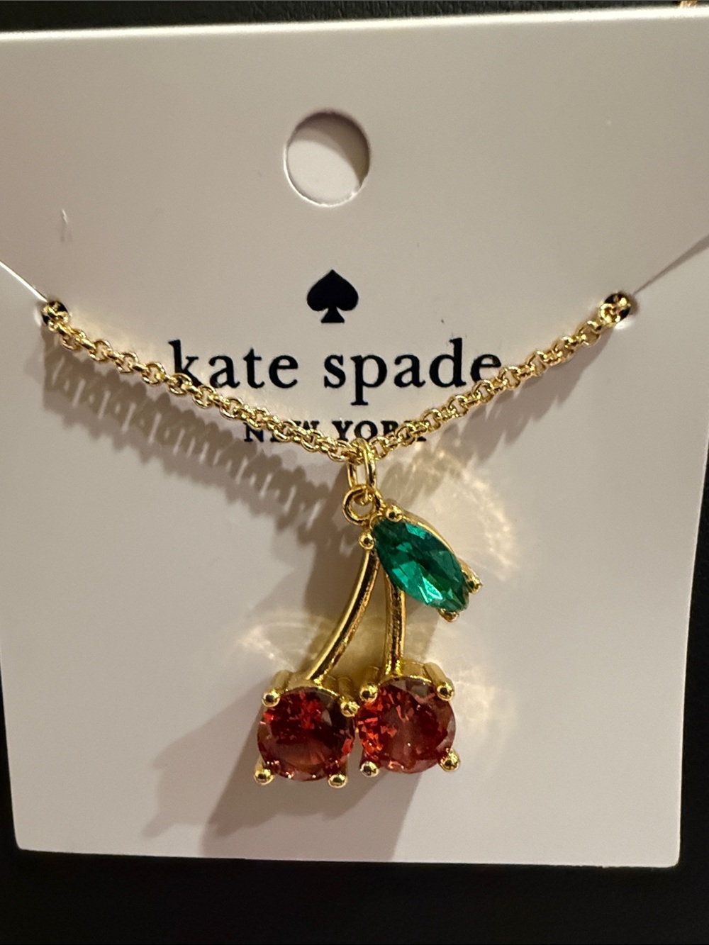 kate spade |♠️| Gold Played & Atone Accented Cherry Necklace 🍒